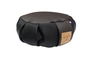 YA'Fu Meditationskissen Vegan — Leather: Schwarz-Braun (Schwarze Naht)